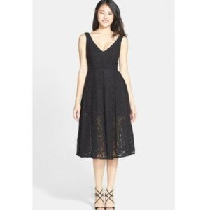 Bardot Rosie Lace Midi Fit & Flare Dress in Black